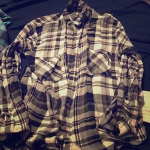 Black and white plaid button up shirt